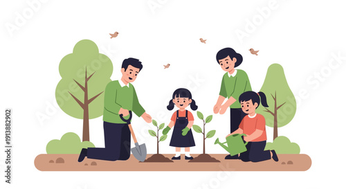 Kids Learning to Care for Nature by Planting Saplings
