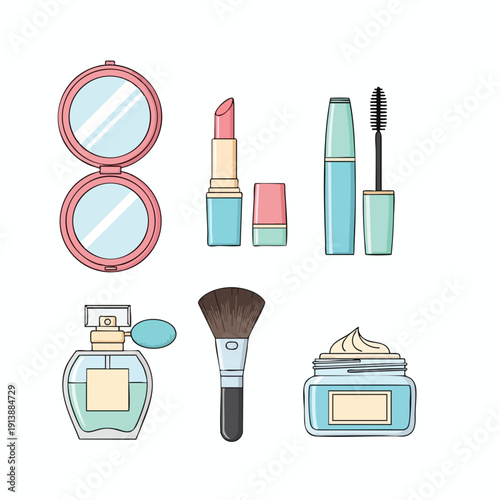 Beauty and Makeup Products Set for Personal Care and Cosmetics