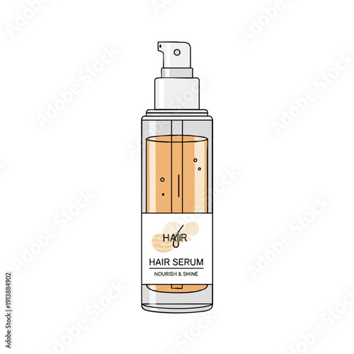 Transparent Hair Care Serum Bottle Illustration