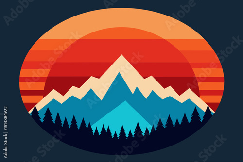 Vibrant mountain landscape at sunset