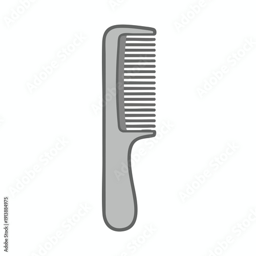 Gray Hair Comb Icon on White Background