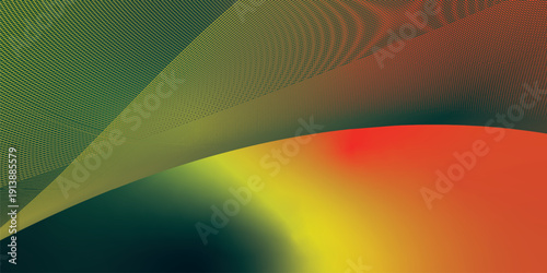 yeallow red and green abstract shape grainy gradient background with black backdrop and noisy texture for wide banner poster and header design