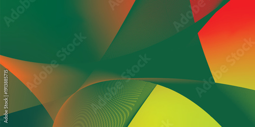 yeallow red and green abstract shape grainy gradient background with black backdrop and noisy texture for wide banner poster and header design
