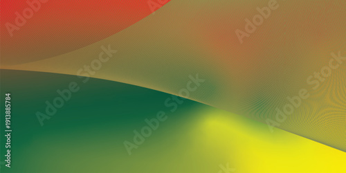 yeallow red and green abstract shape grainy gradient background with black backdrop and noisy texture for wide banner poster and header design