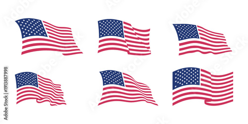 USA flag waving. The American national symbol stands alone on a white background. A design element for banners.