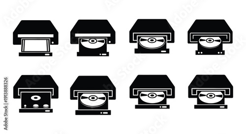 Black and white icons depicting various floppy disk drive orientations