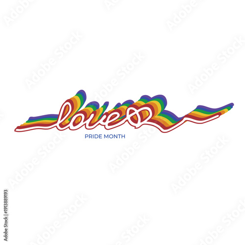 LGBT Pride Month. Pride label, ribbons with rainbow colors. Banner Love is love. LGBT event banner template. Realistic vector