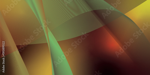 Sienna red and green abstract shape grainy gradient background with black backdrop and noisy texture for wide banner poster and header design