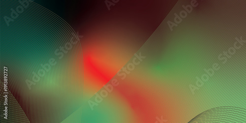 Sienna red and green abstract shape grainy gradient background with black backdrop and noisy texture for wide banner poster and header design