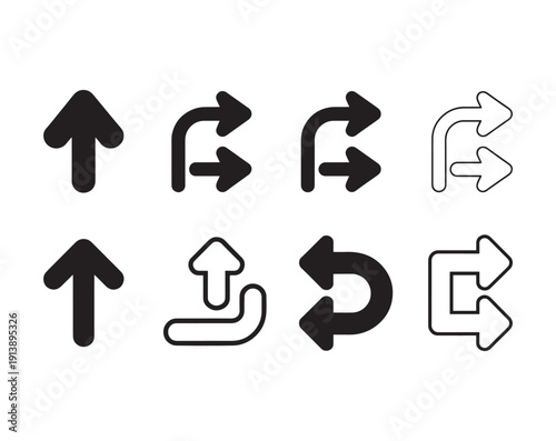 Free Download Choice between three roads icons. Three-way directional arrow collection. Way, road, direction, branching, arrows - stock vector. - GFXLoad