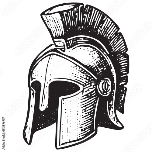 Vintage Roman Helmet Illustration, Ancient Warrior Art