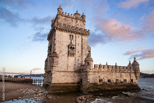 lisbon, Belem Tower at dusk - Tagus River, Portugal
