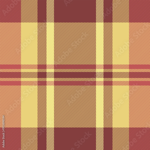 Fire vector check fabric, international plaid pattern seamless. Herringbone background texture tartan textile in red and yellow colors.