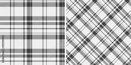 Check textile tartan of pattern seamless texture with a background plaid fabric vector. Set in monochrome colors. Geometric unique identity design.