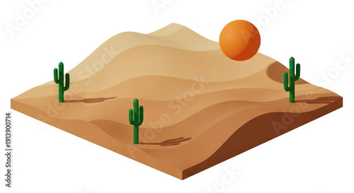 Wallpaper Mural Desert landscape with cacti under the sunset Torontodigital.ca