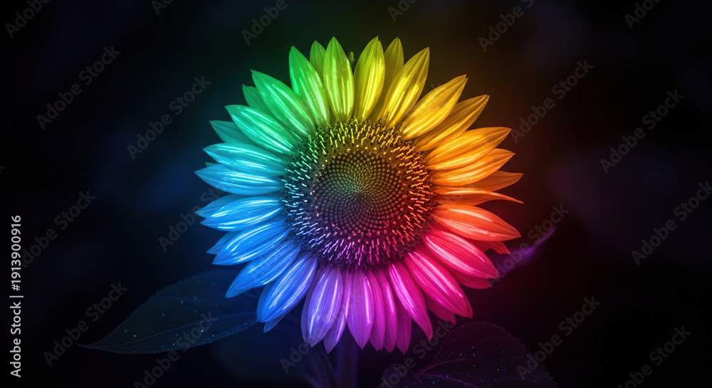 custom made wallpaper toronto digitalVibrant Rainbow Sunflower in Close-Up