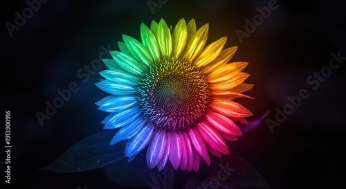 Wallpaper Mural Vibrant Rainbow Sunflower in Close-Up Torontodigital.ca