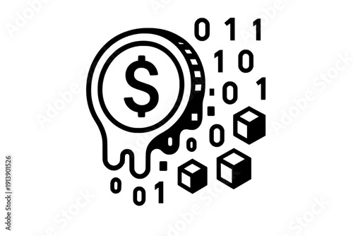 Digital Currency Evolution Illustrative Icon - Fintech Transformation