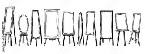 vector illusttration set of mirrors and frames isolated on white background 