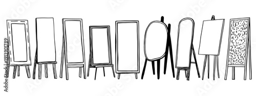 vector illusttration set of mirrors and frames isolated on white background 