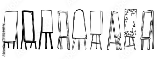 vector illusttration set of mirrors and frames isolated on white background 
