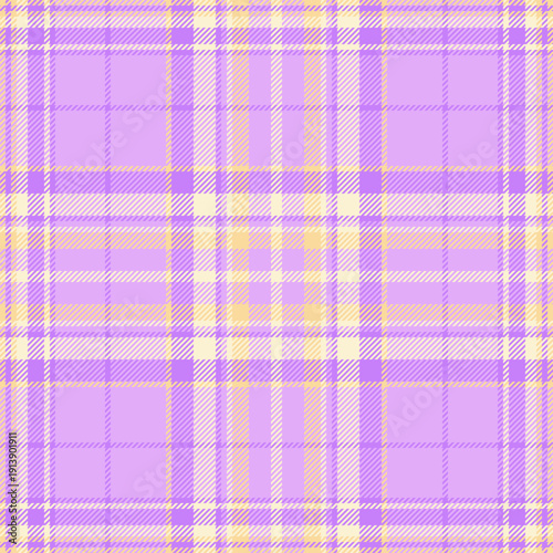 Doodle check texture tartan, cyberpunk pattern vector seamless. Lumberjack plaid fabric textile background in purple and violet colors.