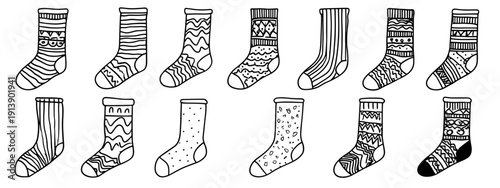 set of socks isolated on white vector illustration 