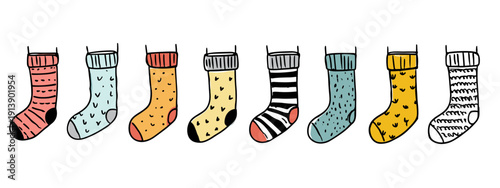 set of socks isolated on white vector illustration 