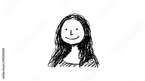 vector illustratoin girl with long hair isolated on white background 