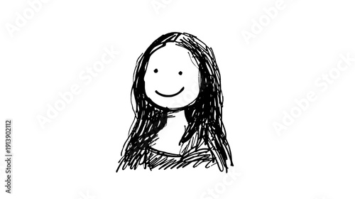 vector illustratoin girl with long hair isolated on white background 