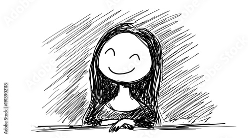 vector illustratoin girl with long hair isolated on white background 