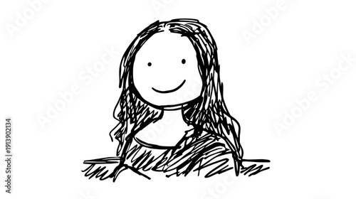 vector illustratoin girl with long hair isolated on white background 