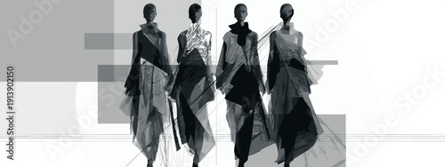 fashion model woman concept for designer , couture , high fashion , avant gard style siluette comcept 