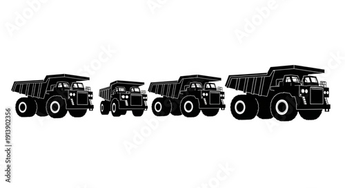 Heavy Duty Mining Dump Trucks in Various Sizes and Configurations.