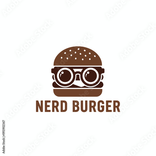 Creative Vector Illustration of a Smart Burger Logo with Glasses for Food Branding