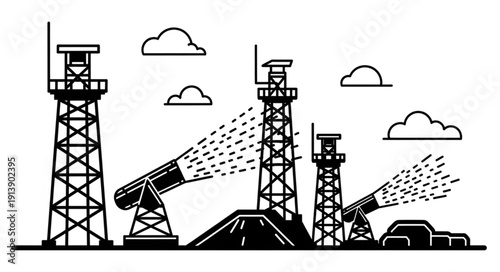 Oil rigs pumping crude oil from the ground.