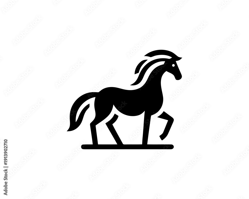 Fototapeta premium Horse full body silhouette minimal vector logo for brand identity
