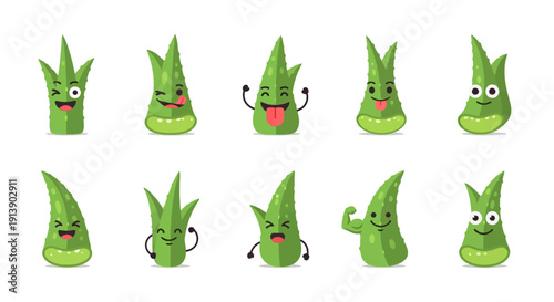 Expressive cartoon bonsai trees showing various emotions