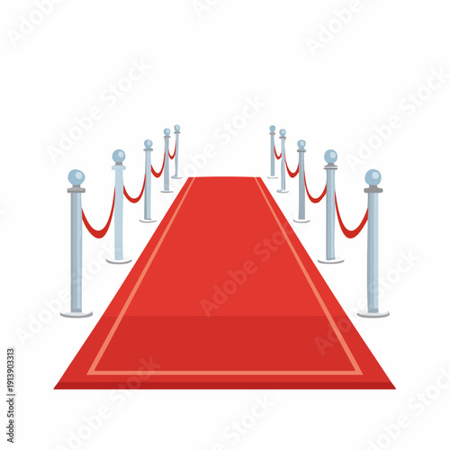 Red carpet with stanchions and velvet ropes for special event
