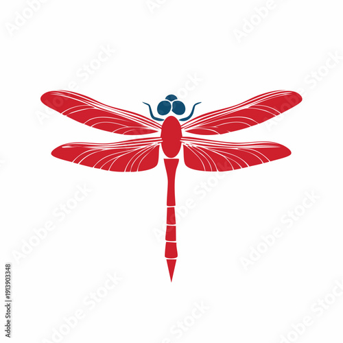 Red dragonfly illustration design insect art symbol nature