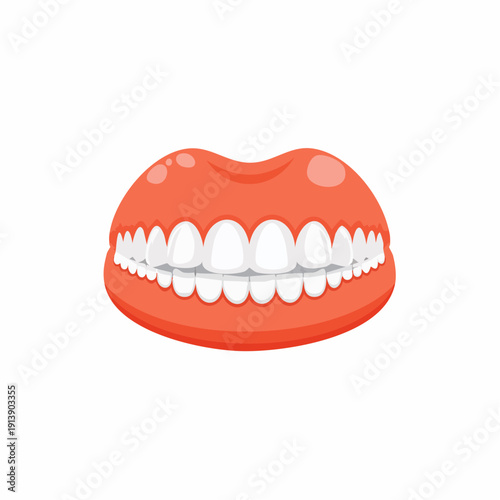 Cartoon denture isolated on white background. Oral hygiene and dental care concept.