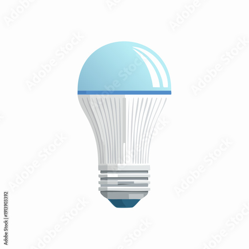 Illustration of a bright blue and white LED light bulb