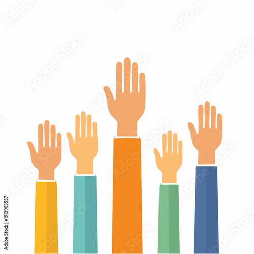 Raised hands illustration, voting, election, participation concept