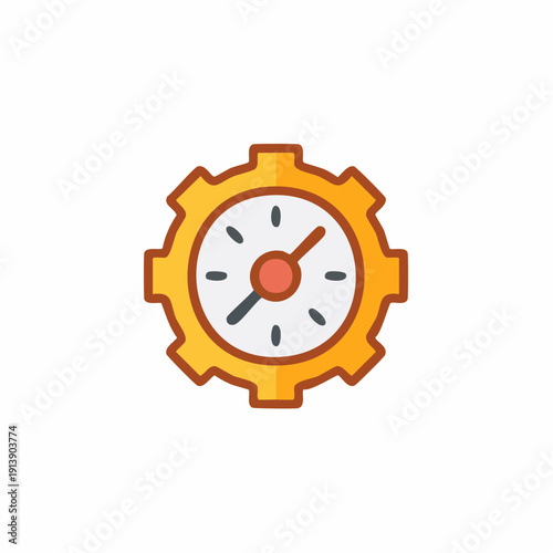 Gear clock illustration representing time concept and mechanical process in business.