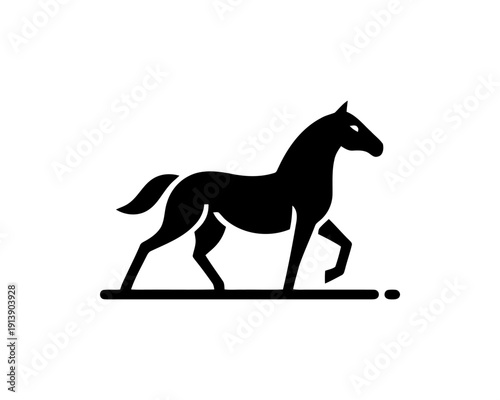 Horse full body silhouette minimal vector logo for brand identity