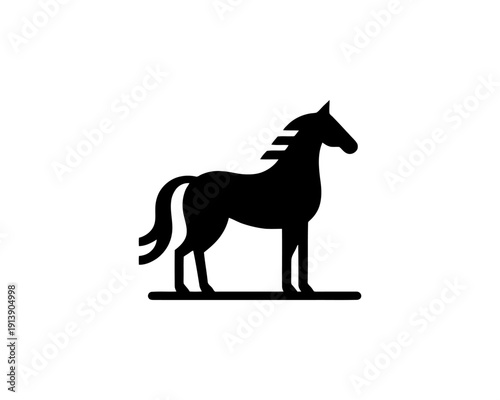 Horse full body silhouette minimal vector logo for brand identity
