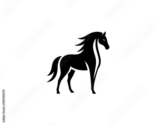 Horse full body silhouette minimal vector logo for brand identity