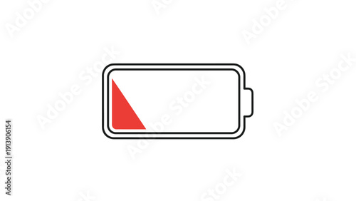 Battery icon displaying a critically low red charge level, indicating an urgent need for power and a warning of imminent shutdown.