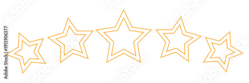 Stars icons. Stars in linear flat design. Star vector icon Yellow color, isolated. Vector illustration