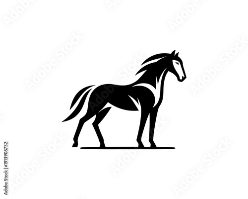Horse full body silhouette minimal vector logo for brand identity